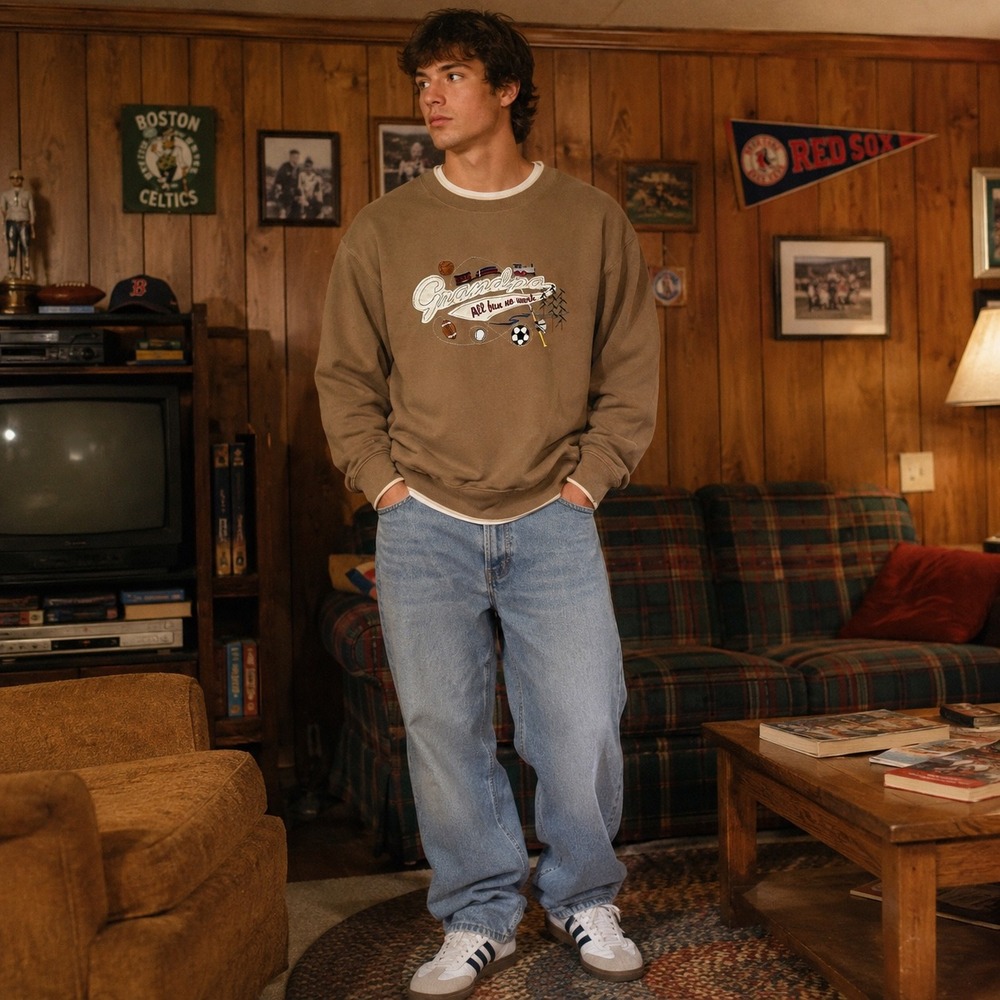 Vintage MC Sport Sweatshirt Mens Large Brown Grandpa All Fun No Work Embroidered
